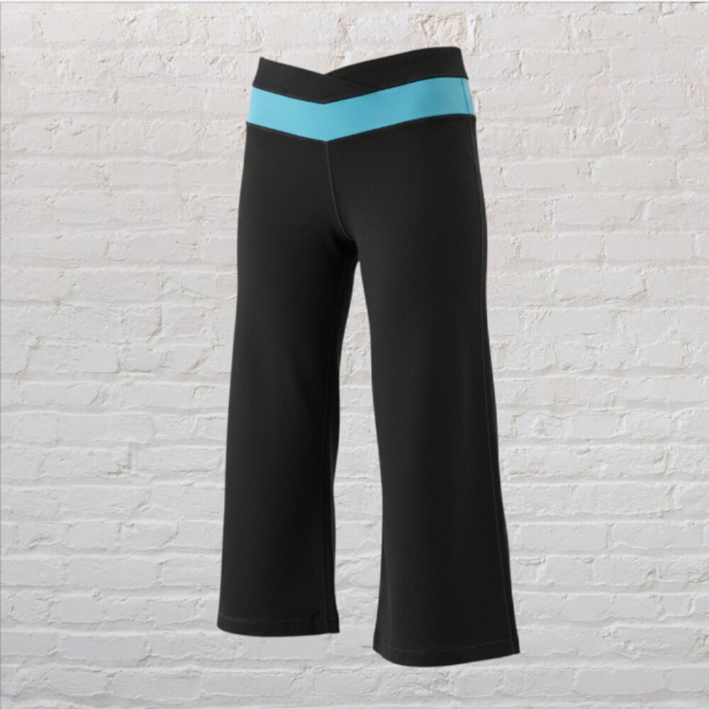Capri Pants, Yoga/Pilates, Black w/Blue Stripe at the Waist
